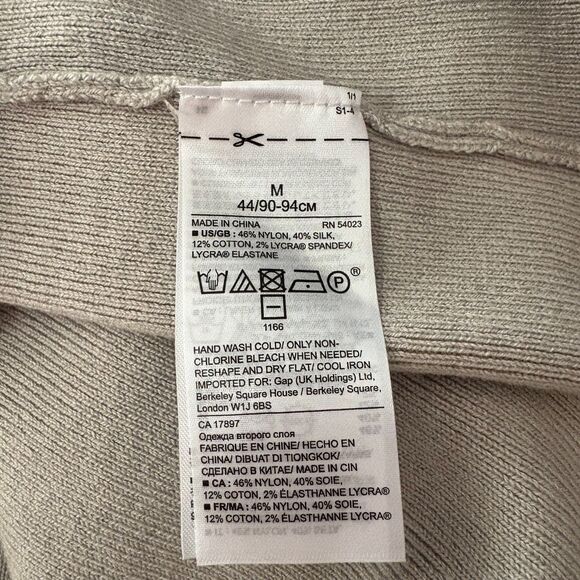 NWT Banana Republic Gray Ribbed V-Neck Fitted Sweater Silk Cotton Size Medium - Picture 4 of 5